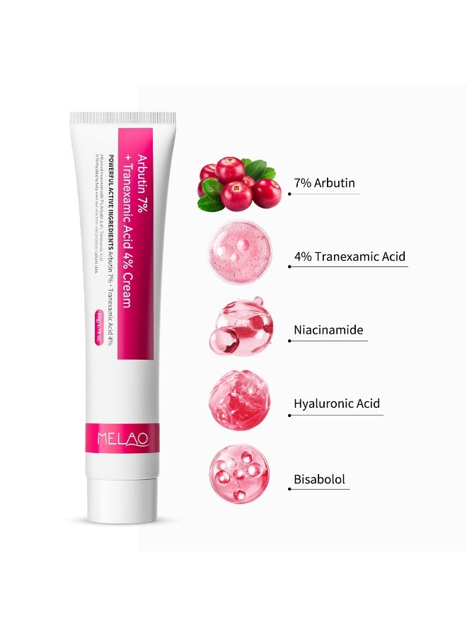 MELAO 7% Arbutin + 4% Tranexamic Acid Dark Spot Cream 50g | Reduces Pigmentation, Inhibits Melanin Production, and Brightens Skin Tone - Image 3
